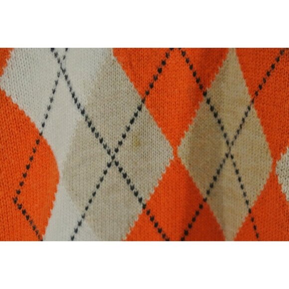 Tommy Hilfiger Sweater Orange Tartan Size Extra Small 100% Pima Cotton XS - Picture 6 of 10